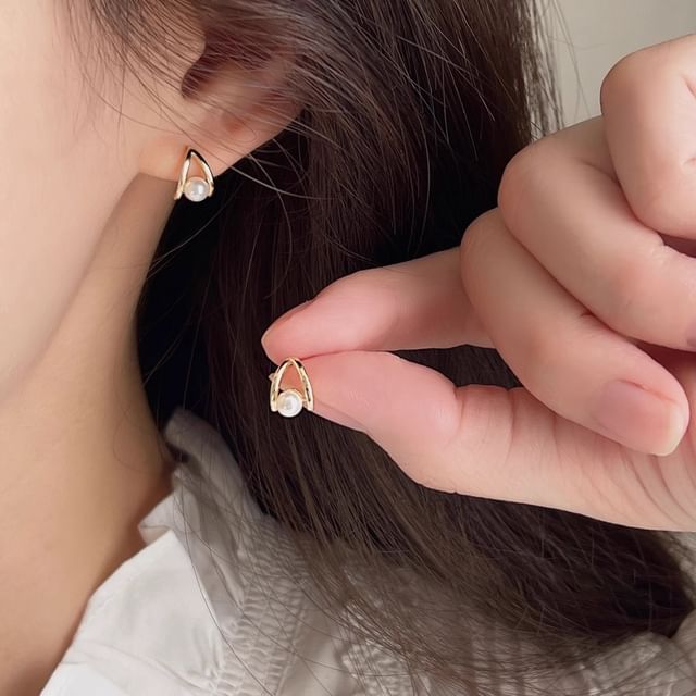 Earring Pearl Sterling Stud Faux Silver