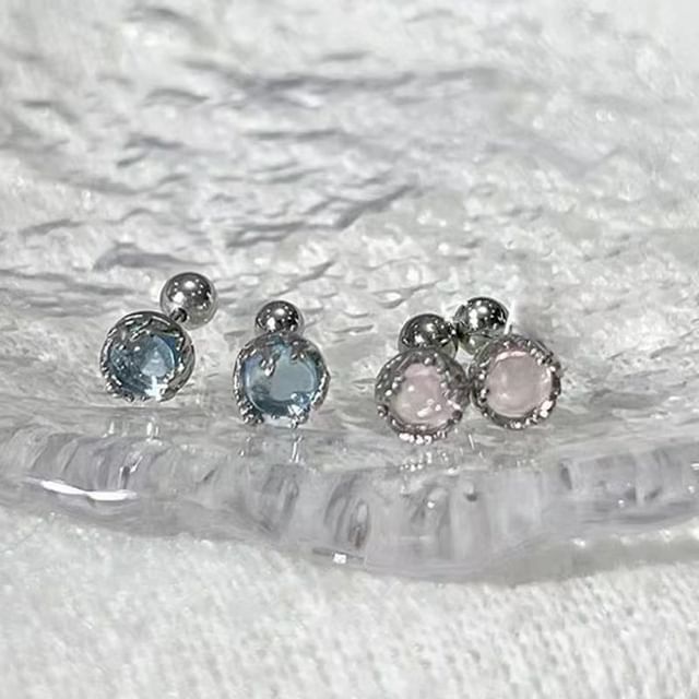 Faux Gemstone Earring Sterling Silver Barbell