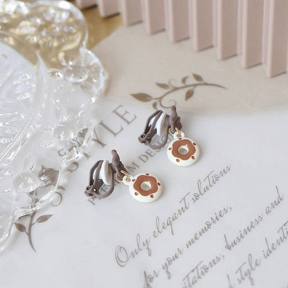 Cheese Earring Alloy Donut / Drop