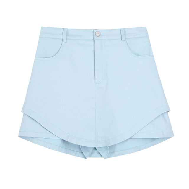 Long-Sleeve Plain Shirt / Mini Skirt / Lettering Camisole Top / Set