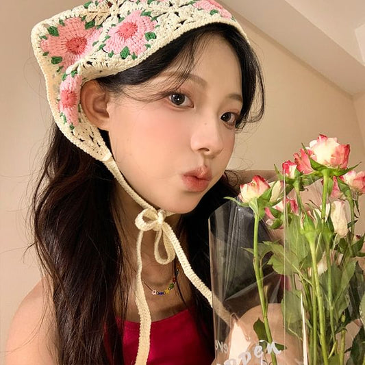 Crochet Lace Floral Scarf