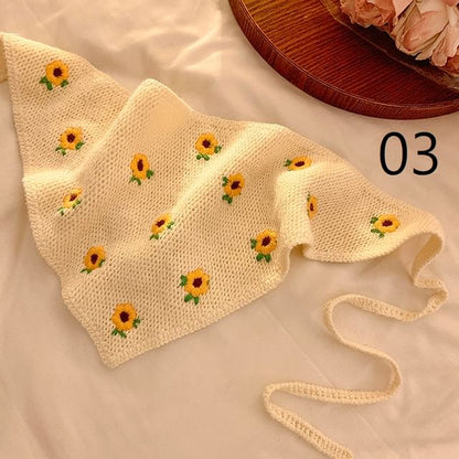 Crochet Lace Floral Scarf
