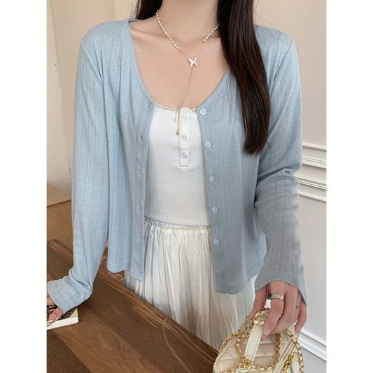 V-Neck Plain Cardigan