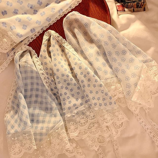 Head Trim Scarf Plaid (Various Triangle Lace Designs)