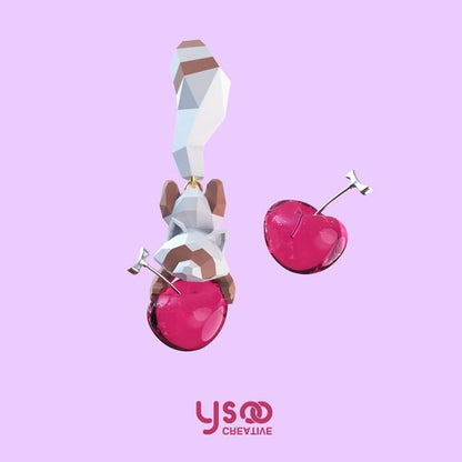 Cherry Ear Earring Clip-On / Stud Raccoon