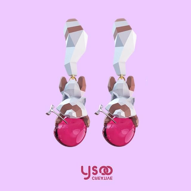 Cherry Ear Earring Clip-On / Stud Raccoon