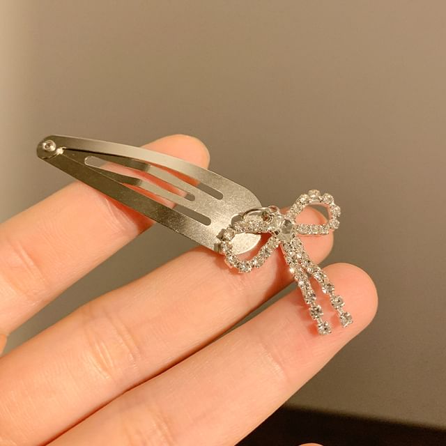 Rhinestone Set Bow Clip Hair Alloy /