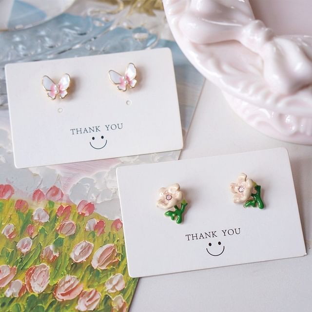 Butterfly Alloy Floral / Stud Earring