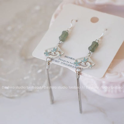 Dangle Faux Alloy Gemstone Fan Earring