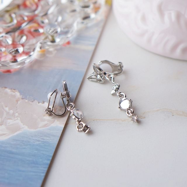 Faux Crystal Asymmetrical Butterfly Alloy Dangle Earring