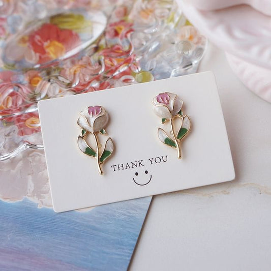Stud Earring Alloy Floral