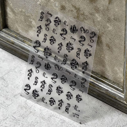 Autocollants pour nail art motif dragon chinois