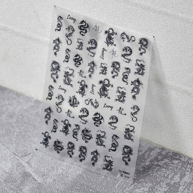 Autocollants pour nail art motif dragon chinois
