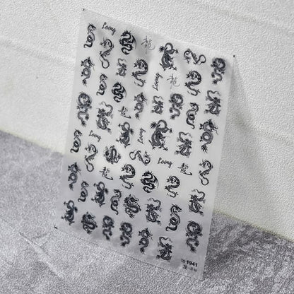 Autocollants pour nail art motif dragon chinois