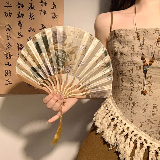 (Various Fan Print Hand Designs) Foldable Bamboo