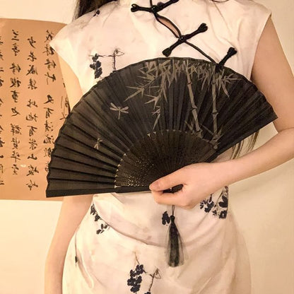 Foldable Fan Hand Print Bamboo (Various Designs)