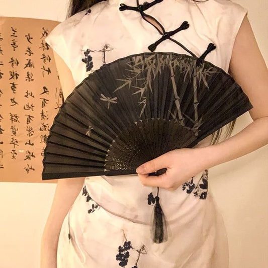 Foldable Fan Hand Print Bamboo (Various Designs)