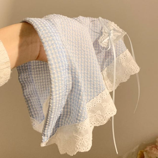 Plaid (Various Trim Designs) Lace Headband Bandana