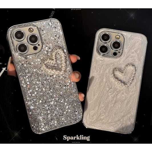 Heart Phone Case Pearl Faux