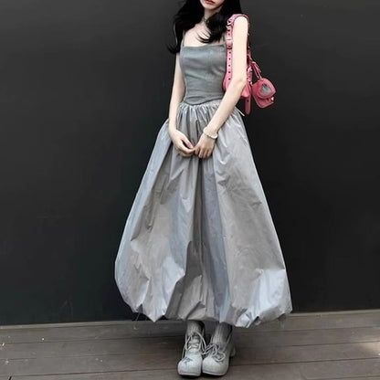 Plain Cami Top / High Waist Maxi A-Line Skirt / Set