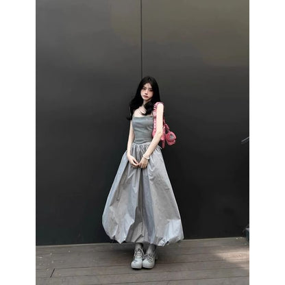 Plain Cami Top / High Waist Maxi A-Line Skirt / Set