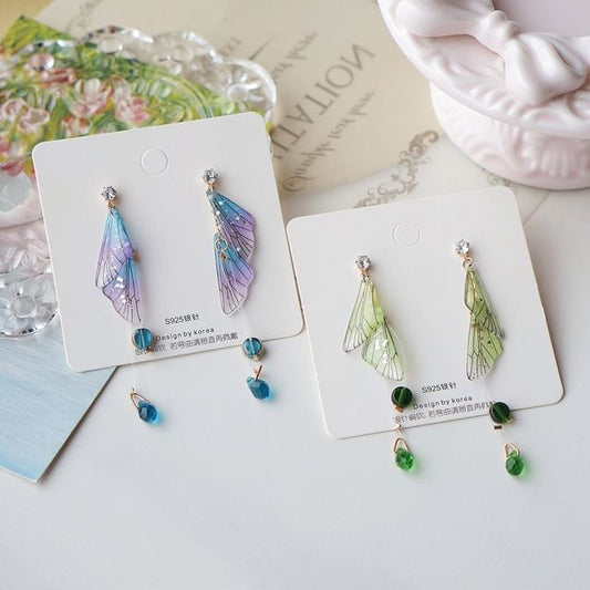Crystal Earring Dangle Faux Butterfly Alloy