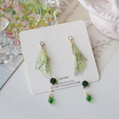 Crystal Earring Dangle Faux Butterfly Alloy