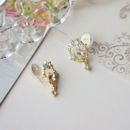 Drop Earring Rhinestone Butterfly Alloy