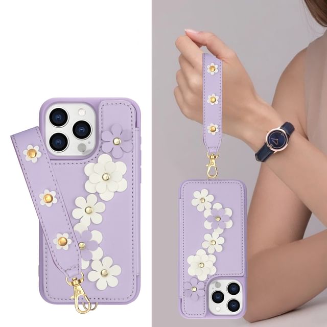 Floral Phone Faux Case Leather