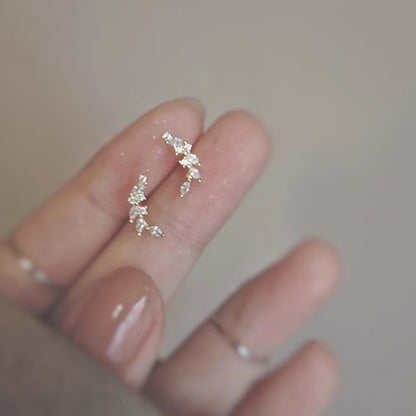 Stud Rhinestone Ear Silver Sterling