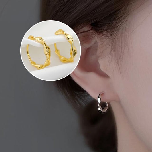 Hoop Wavy Sterling Silver Earring
