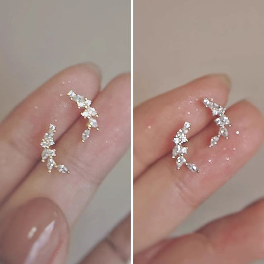 Stud Rhinestone Ear Silver Sterling