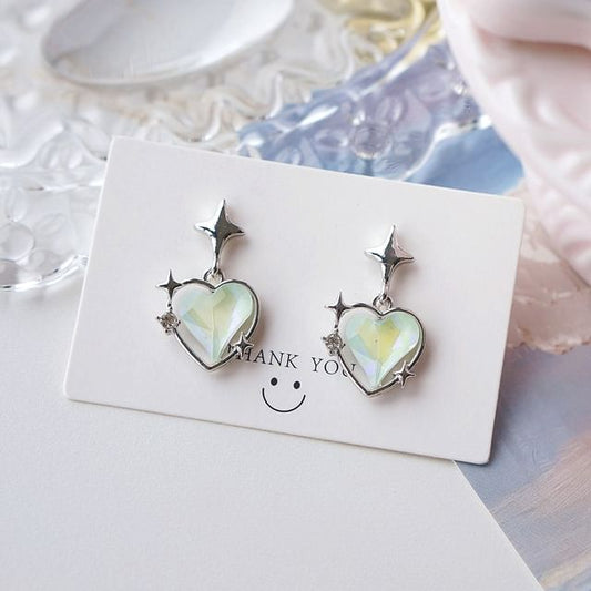/ Earring Heart Drop Star Clip On