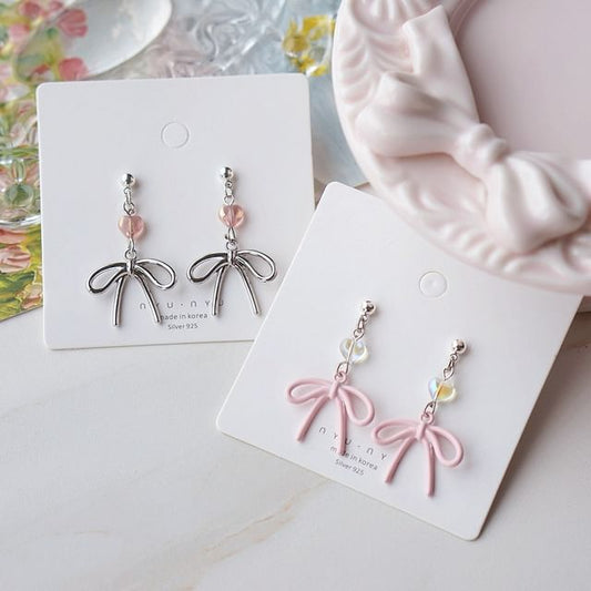 Clip Earring Drop Bow / On