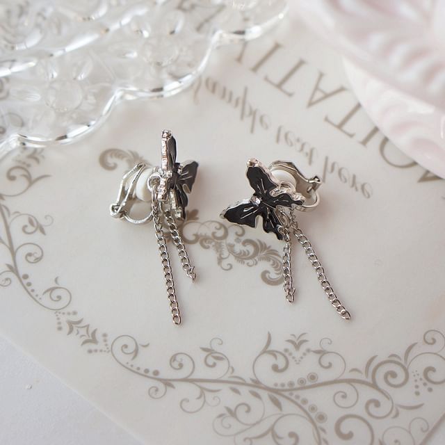 Drop / Earring Butterfly Enamel Clip On