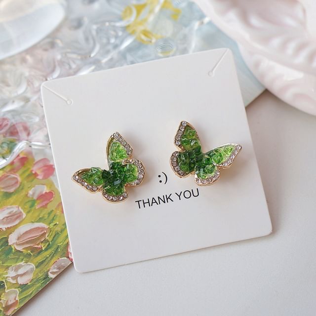 Stud On Clip Earring / Butterfly Flower