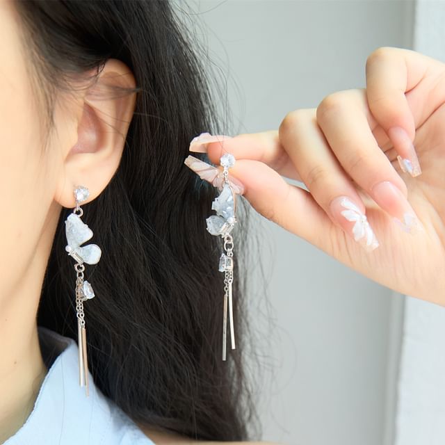 Butterfly Clip On Earring Drop /