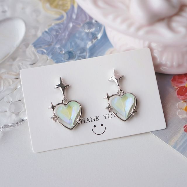 / Earring Heart Drop Star Clip On