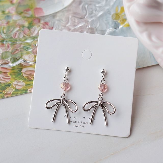 Clip Earring Drop Bow / On