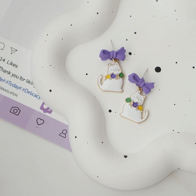 Bow Cat Drop Clip / Earring On