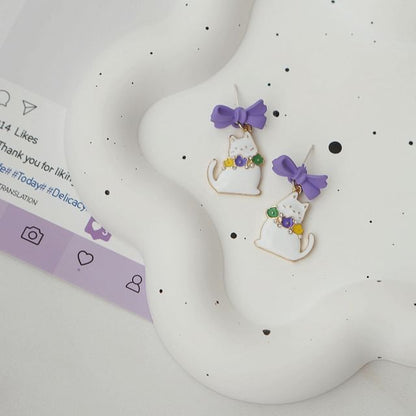 Bow Cat Drop Clip / Earring On