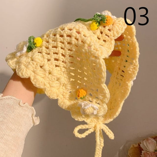 Floral Hair / Bonnet Crochet Hat Tie
