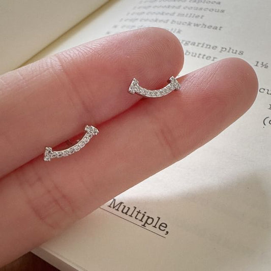 Silver Rhinestone Earring Sterling Stud