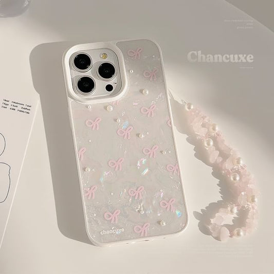 Faux Strap Bow Phone Set Pearl / Decoration Case Adhesive
