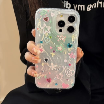 Star Strap Phone / Decoration Adhesive Case Rhinestone Set