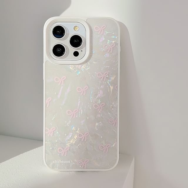 Faux Strap Bow Phone Set Pearl / Decoration Case Adhesive
