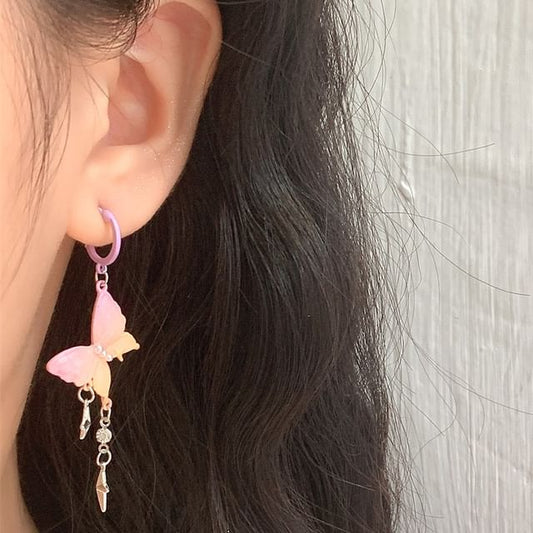 Star Butterfly Fringed Huggie Drop Earring