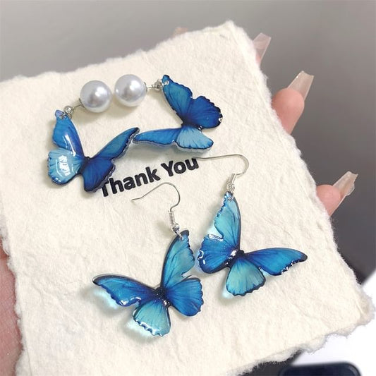 Hook / Earring Clip-On Butterfly Drop