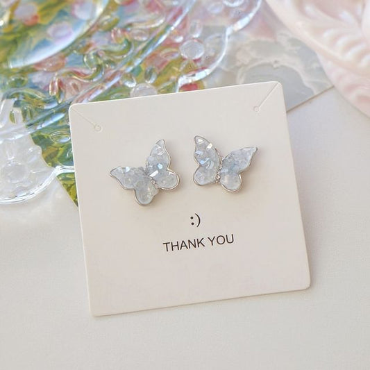 Stud Crystal Ear Faux Butterfly Earring Clip-On /