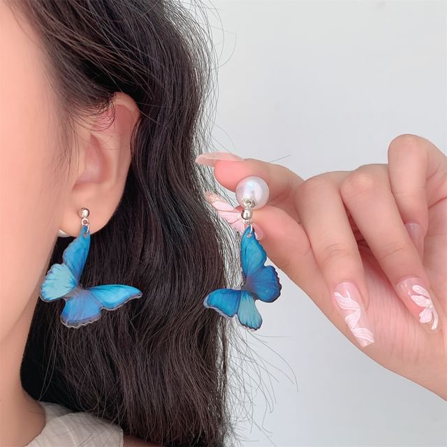 Hook / Earring Clip-On Butterfly Drop